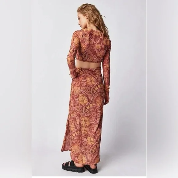 NWT Free People Supernova Crop Top and Wrap Skirt Set in Warm Clay Combo size XS - Picture 2 of 4